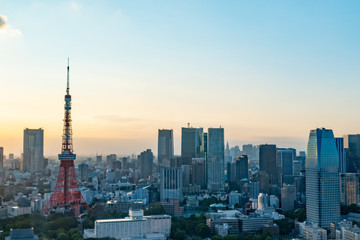 Fototapeta na wymiar Tokyo tower & city scape in Tokyo