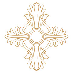 Golden vintage baroque ornament, corner. Retro pattern antique style acanthus.