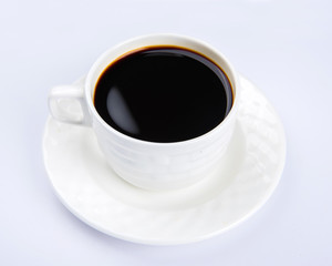 Cup Of Black Coffee On Grey Background