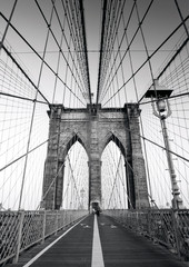 Brooklyn Bridge in black and white, NYC, Manhattan, USA