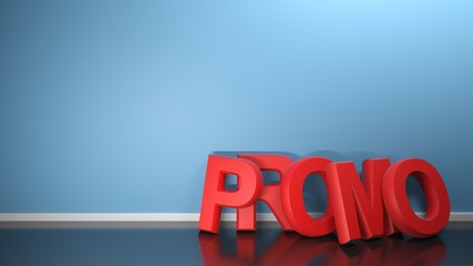 PROMO red at blue wall - 3D rendering illustration