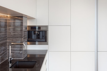 Modern and new kitchen with built in appliance