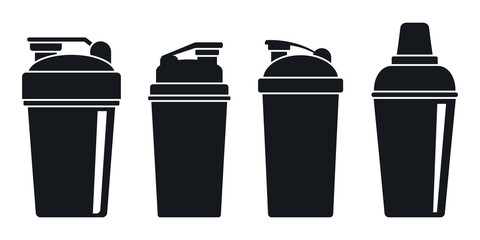 Sport shaker icons set. Simple set of sport shaker vector icons for web design on white background
