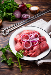 Ingredients for cooking shish kebab or shashlik