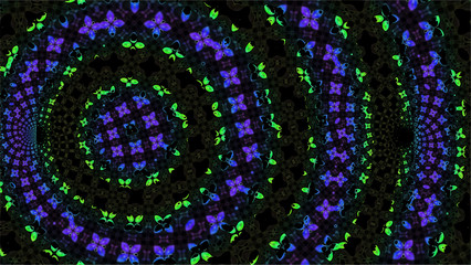 Ornate geometric pattern and artfully abstract multicolored background