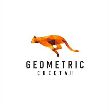 cheetah logo - low poly design - abstract orange geometric