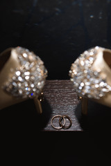Bride wedding details - wedding shoes as a backgrond