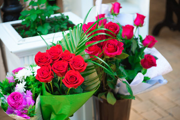 wedding bouquet, bouqet of beautiful flowers on a wedding day