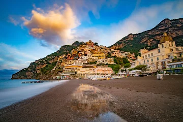 Acrylic prints Positano beach, Amalfi Coast, Italy Morning on Beach in Positano