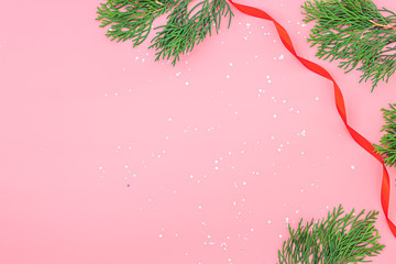 Isolated present or gift box in craft paper with red ribbon bow