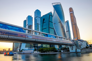 Landscape with a view of the business center in Moscow, skyscrapers