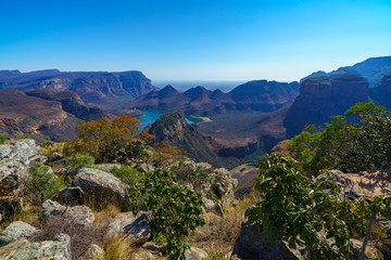 Naklejka premium impressive three rondavels and blyde river canyon, south africa 57