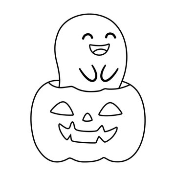 trick or treat - happy halloween line image