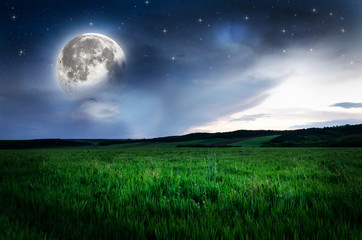 beautiful night sky background and full moon