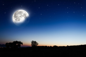 beautiful night sky background and full moon