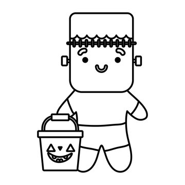 trick or treat - happy halloween line image