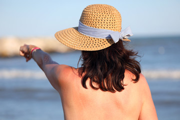 pretty girl with straw boater hat