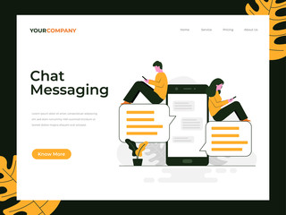 Obraz na płótnie Canvas Chat messaging vector concept illustration, can be used for landing page, ui, web, app intro card, editorial, flyer, and banner.