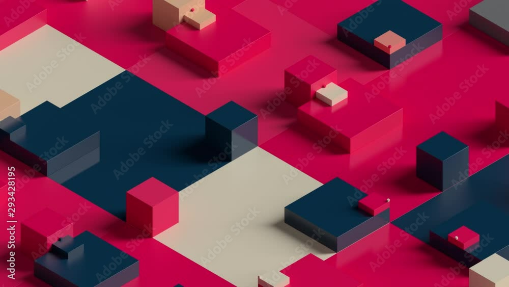 Poster abstract 3d render background made of rectangular shapes. simple geometric forms. loopable sequence.