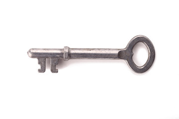 old key lock isolated on white background