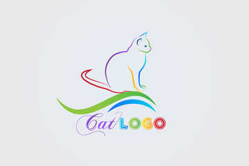 Logo cat icon colorful id card business design