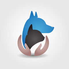 Dog and cat id card veterinary business logo vector id card image