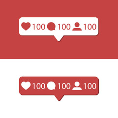 Like icon vector. Comment icon vector. Follower icon vector. Social media. Social network. Notification Icon.