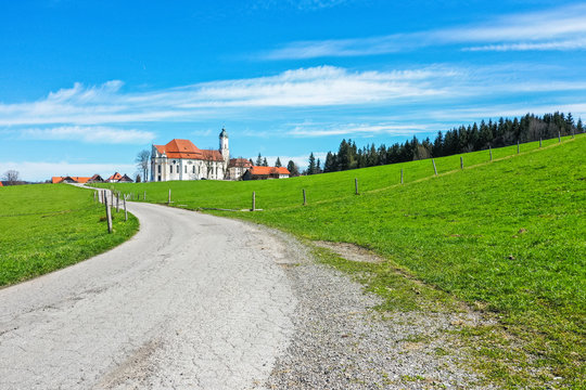 Exterior of Wieskirche Church, Steingaden, Bavaria, Germany