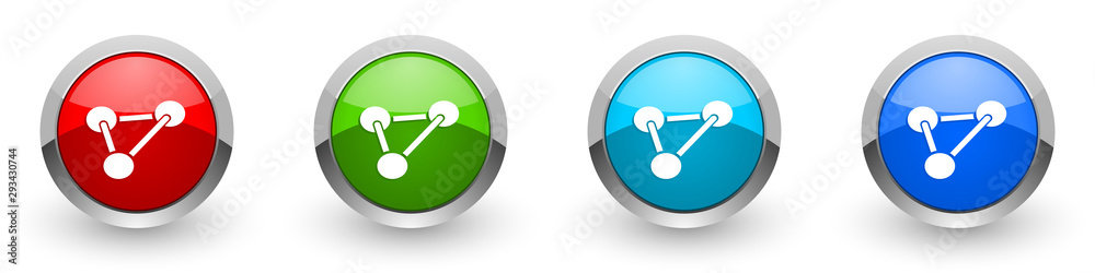 Poster chemistry silver metallic glossy icons, red, set of modern design buttons for web, internet and mobi