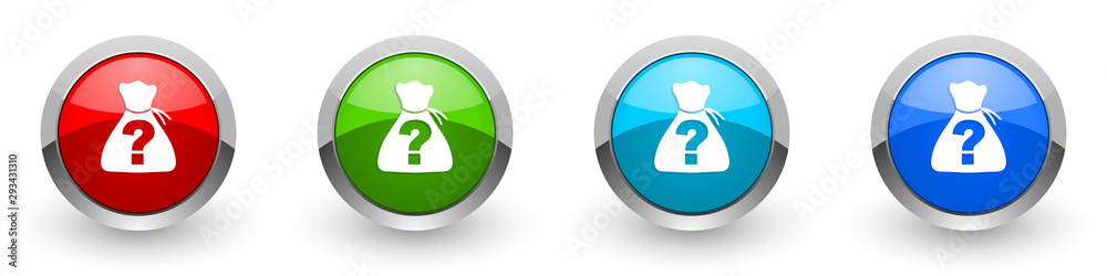 Aufkleber riddle silver metallic glossy icons, red, set of modern design buttons for web, internet and mobile 