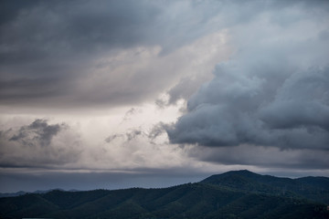 Storm clouds over the mountains.