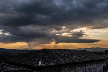 beautiful panaroma of Assisi with particular sky