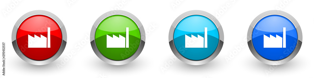 Poster factory silver metallic glossy icons, red, set of modern design buttons for web, internet and mobile