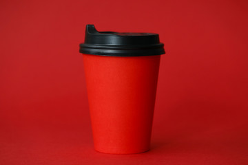 Red coffee cup abstract food background. Modern print for cafe