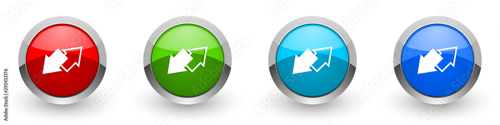 Poster exchange silver metallic glossy icons, red, set of modern design buttons for web, internet and mobil