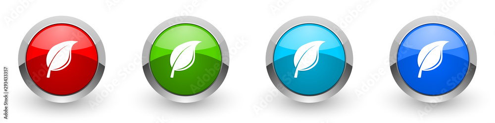 Aufkleber nature silver metallic glossy icons, red, set of modern design buttons for web, internet and mobile 