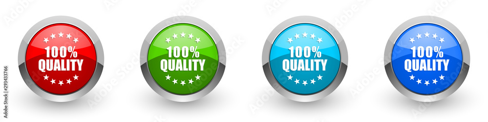 Fototapete quality silver metallic glossy icons, red, set of modern design buttons for web, internet and mobile