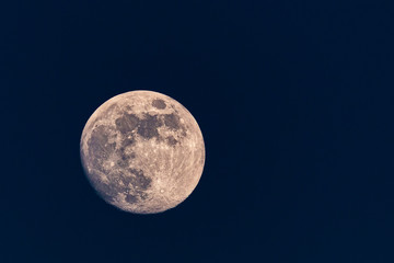 Photography of the moon with telephoto lens.