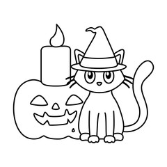 trick or treat - happy halloween line image