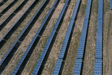 Solar power plant for the production of clean renewable energy. Environmental protection concept. 4k video movie