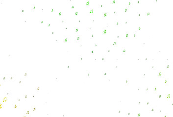 Light Green vector texture with musical notes.