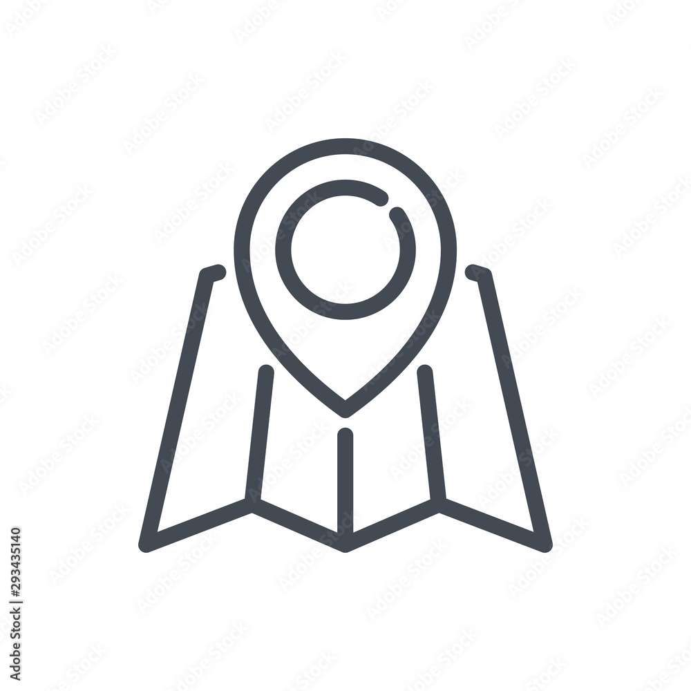 Poster map with location pointer line icon. city map vector outline sign.