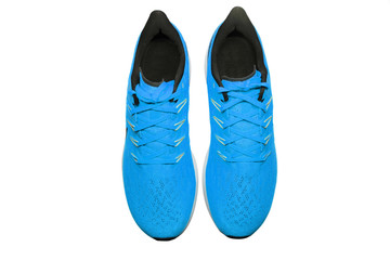 isolated top view of blue running shoes