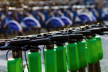 Green electric scooters in Oslo