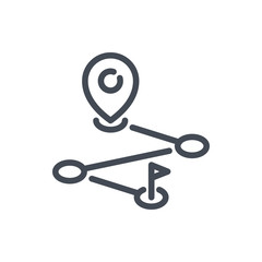 Route location line icon. Track direction vector outline sign.