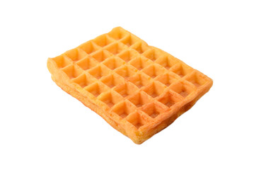 Belgian waffle isolated on white background.