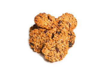 Granola cookies isolated on white background.