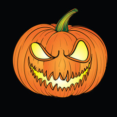 Halloween Pumpkin isolated on dark background, vector illustration