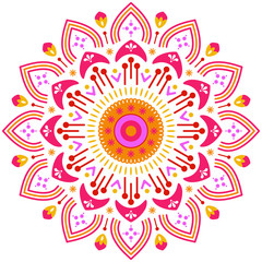 Abstract floral indian mandala. folk decorative element for diwali festival