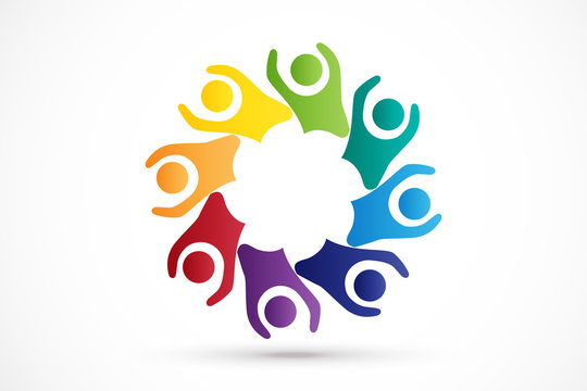 Logo teamwork unity business happy people logotype icon vector web image